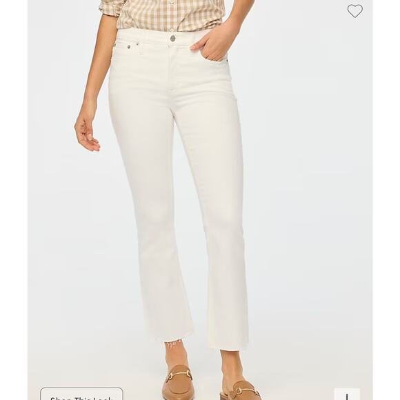 J. Crew Factory Mid-Rise Flare Stretch Raw Hem Crop Jeans 29 Petite New - Picture 1 of 9
